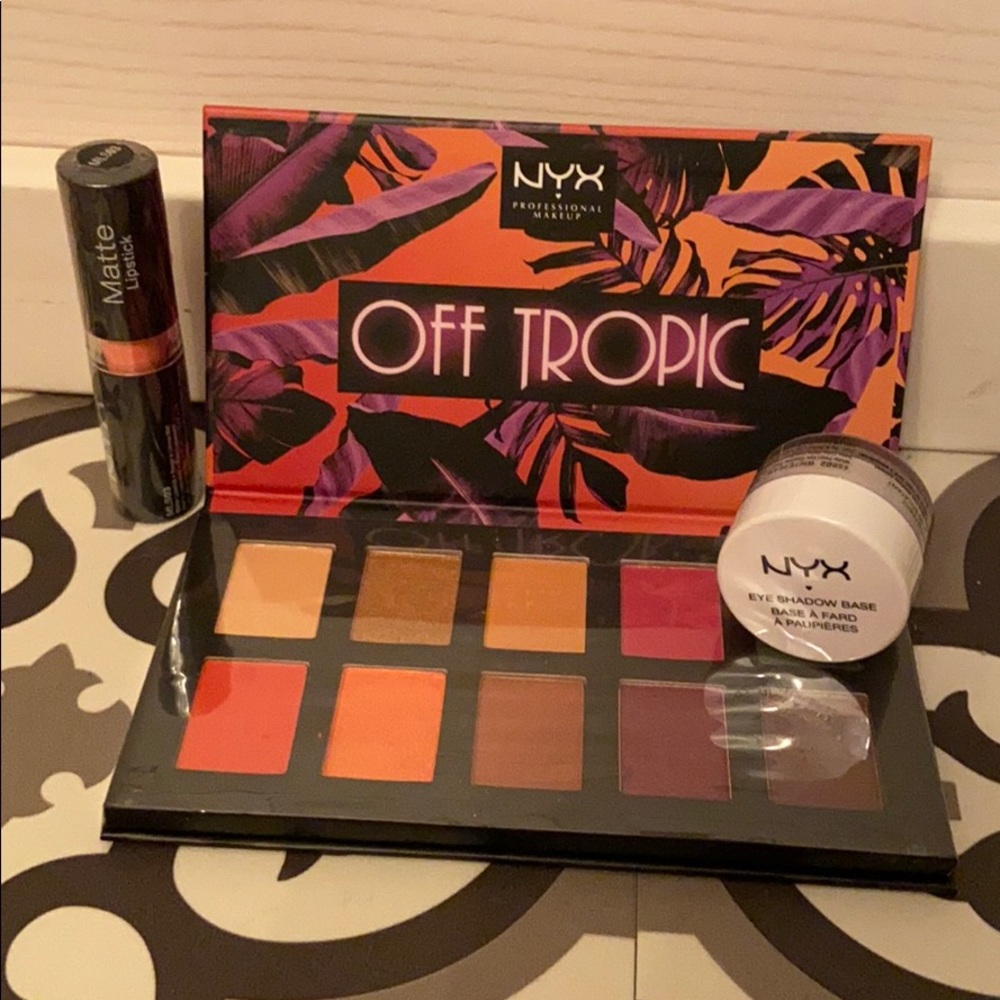 NYX off topic shadow palette, eye base, matte lips